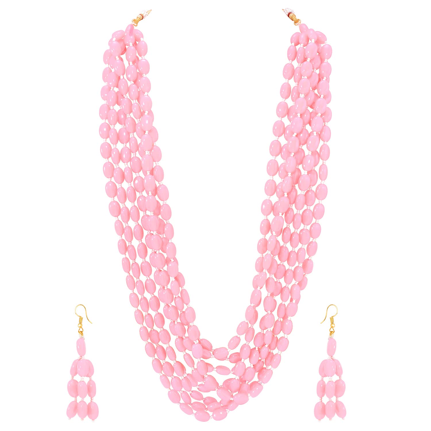 Peora Traditional Pink Beads Layered Long Necklace & Drop Earring Ethnic Jewellery Set Fashion Gift for Women & Girls (Pink) (B0BQ51BPXV) Amazon Price History, Amazon Price Tracker