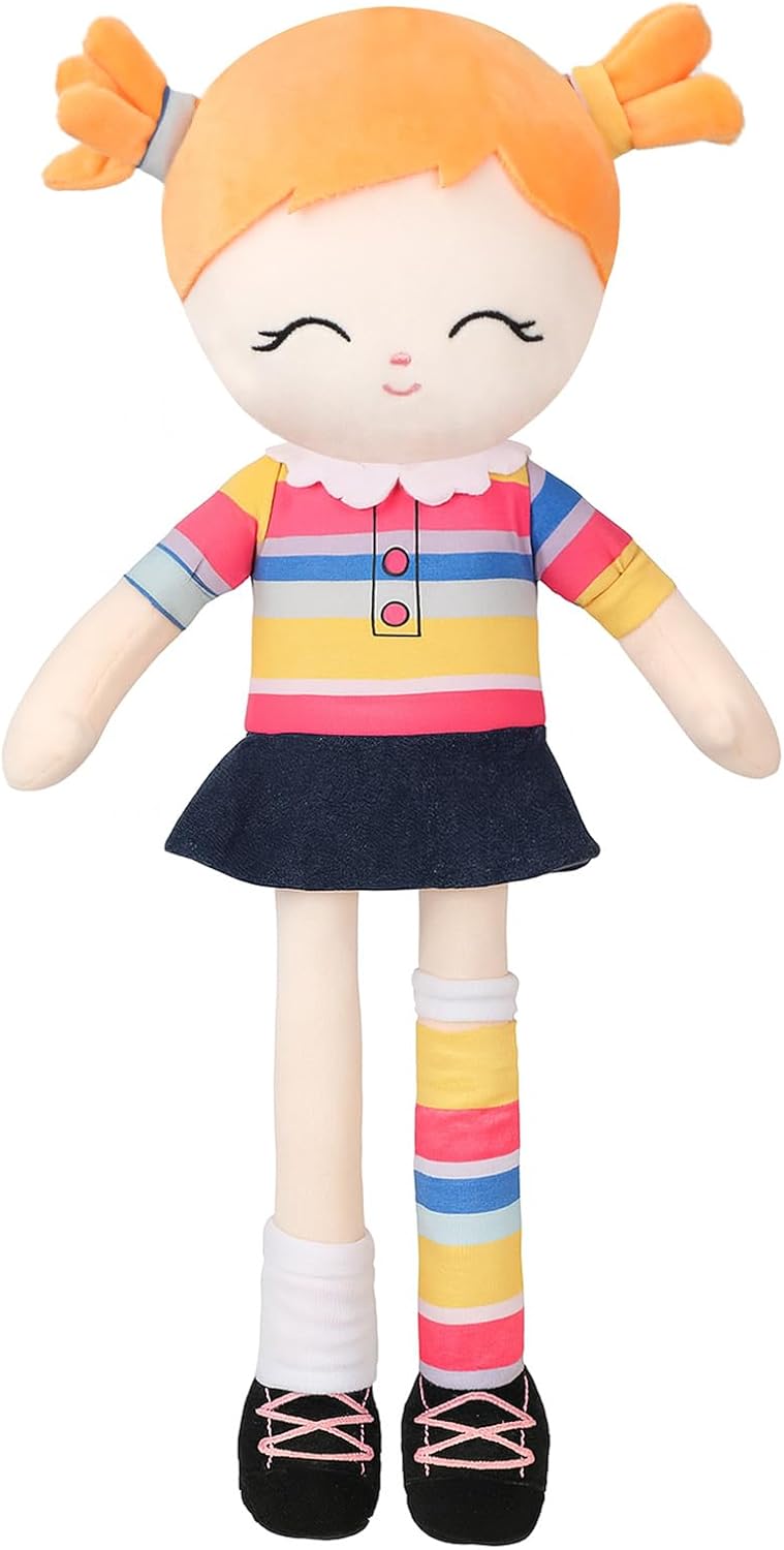 16 Inch Soft Orange Baby Rag Doll Plush Toy for Girls - Durable Toddler Birthday Gift by JumbracePlushDoll