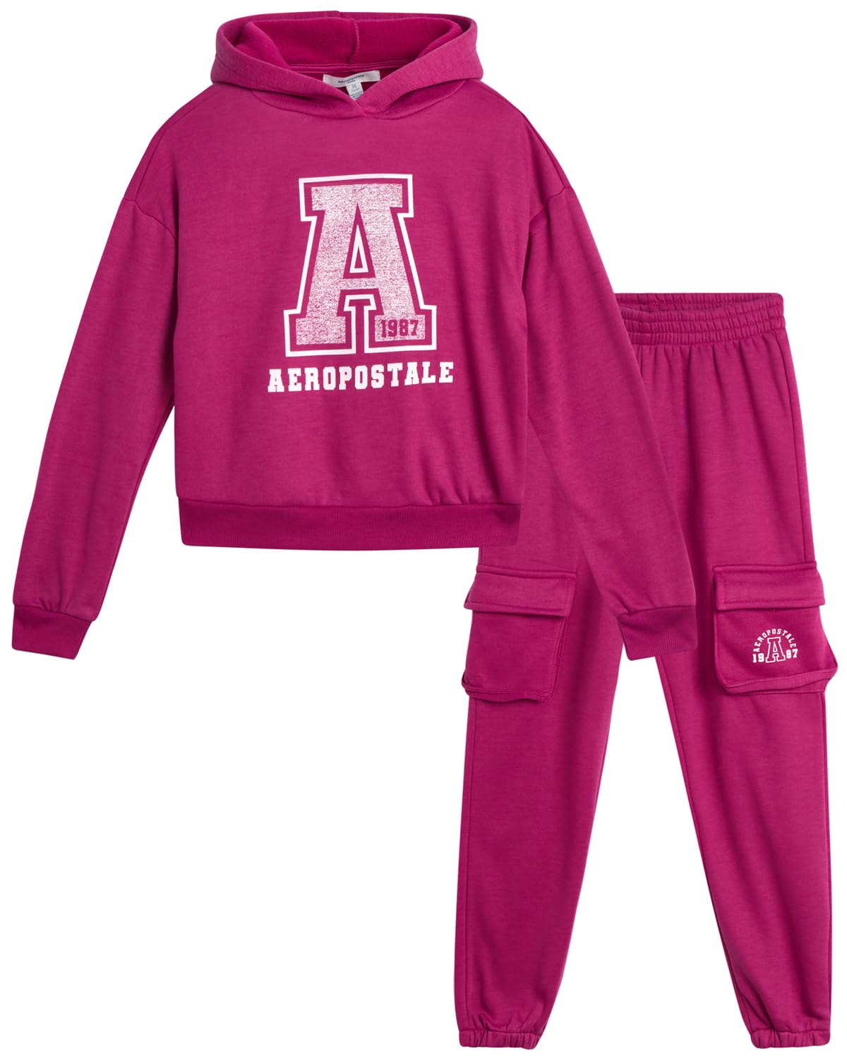 Aeropostale Girls Sweatsuit Set Piece Fleece Pullover Hoodie