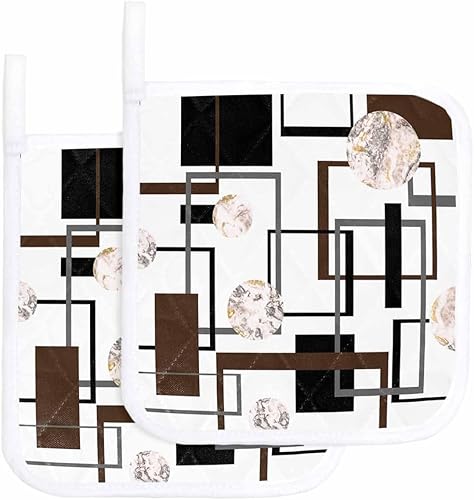 Miniatura 1 de 2 Packs Black Brown Pot Holders Sets for Kitchen,Oven Pan Plate Bowl Pads Heat Proof Mat with Hanging Loop,Terry Cloth Potholders Soft Grip for