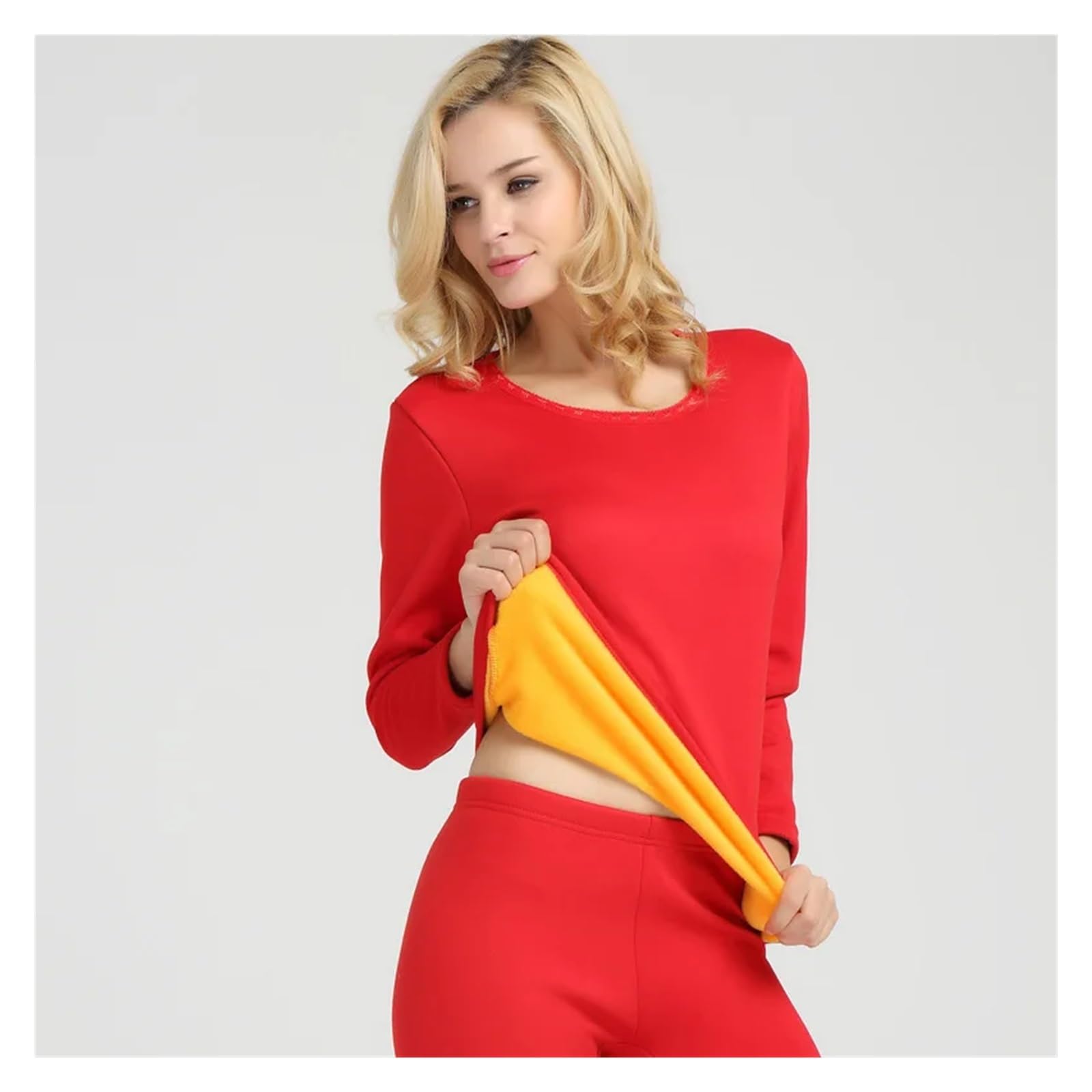 Ropa Interior Térmica Conjuntos de Ropa Interior Femenina, térmica íntima, Invierno Forro Polar, 2 Piezas, Tallas Grandes Desde L hasta 6XL