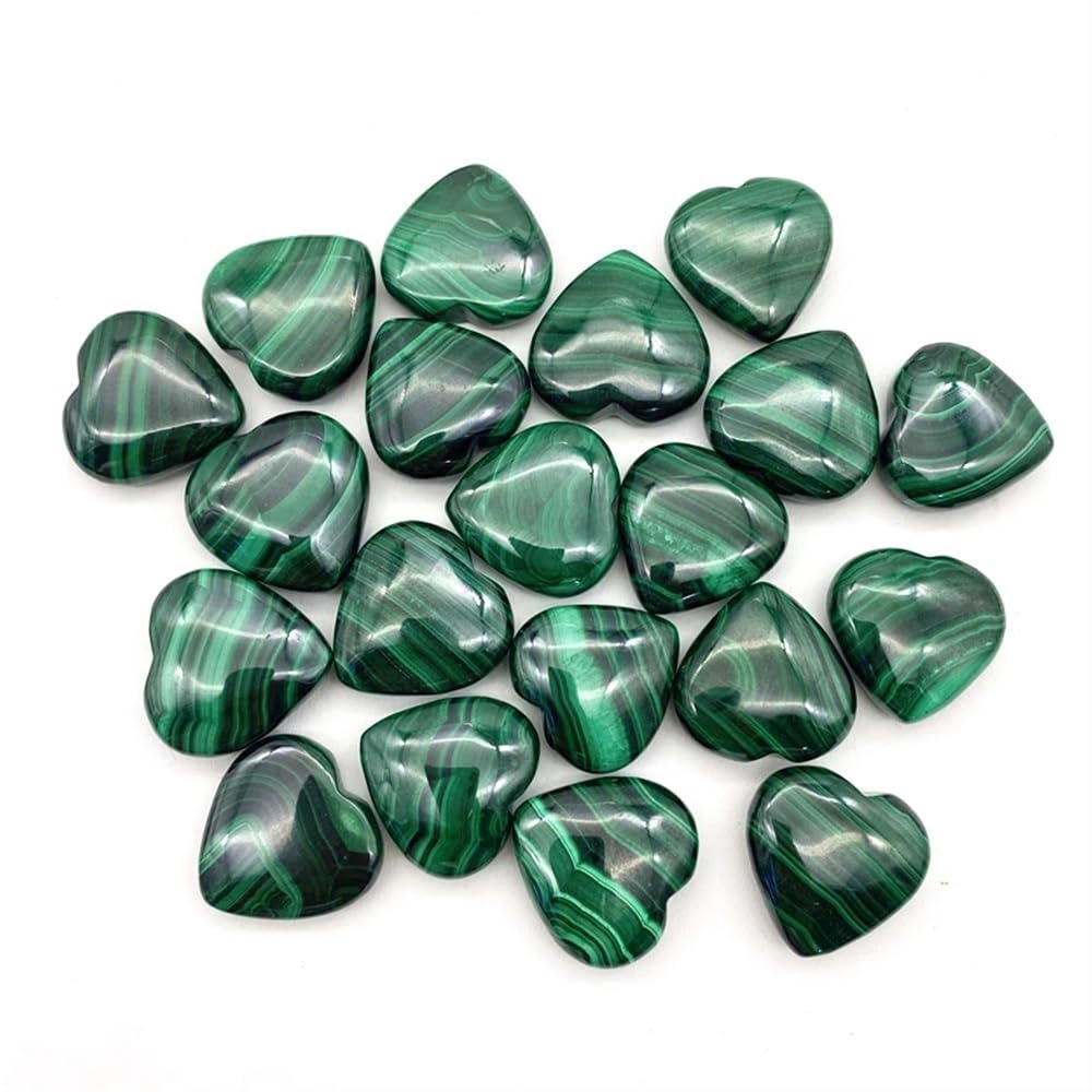 AtkitS Minéraux décoratifs en malachite naturelle en forme de cœur en cristal vert poli