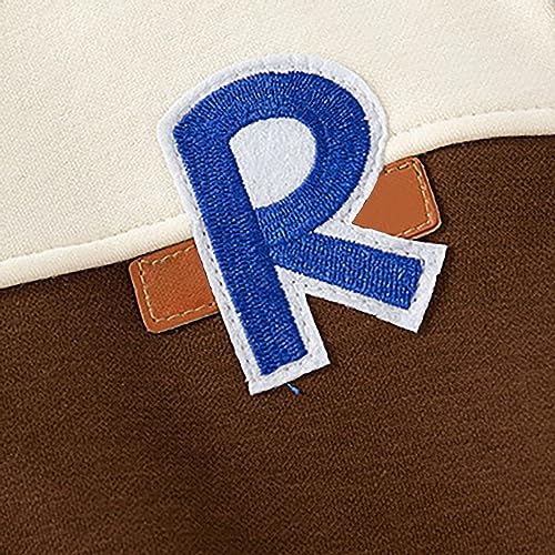 Toddler Boys Girls Autumn and Winter Long Sleeve Standing Collar Button Letter Printed Color Blocking Baseball Jacket4