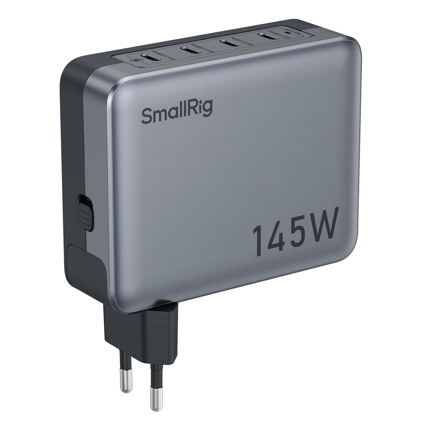 SMALLRIG Cargador USB-C de 145 W, Cargador Rápido Plegable GAN PD3.1 de 4 Puertos para MacBook Pro/Air, Adaptador de Corriente de Pared PPS para iPad, Batería con Montura en V - 4748