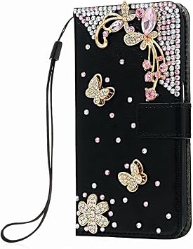 Glitter Cute Case for Girls Case Compatible with Realme 13 5G/Realme 12 5G Wallet PU Leather Case Cover Floral Bling Sparkly Diamonds Shiny Gems Folio Stand Wallet Flip with Card Slots Cute