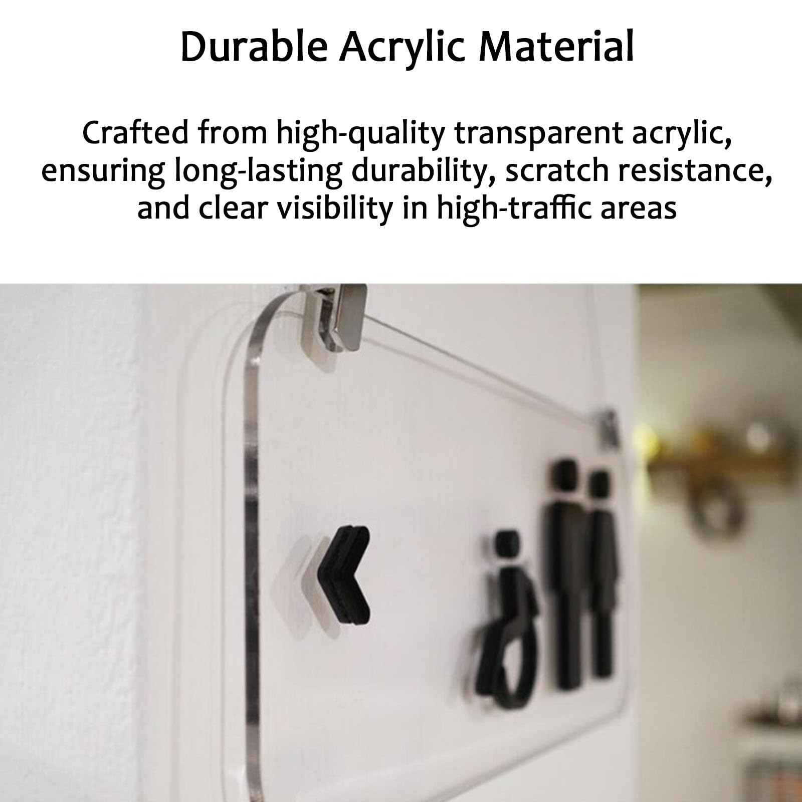 Letrero acrílico colgante para baño con flecha direccional y cuerda, para oficina, restaurante e instalaciones públicas
