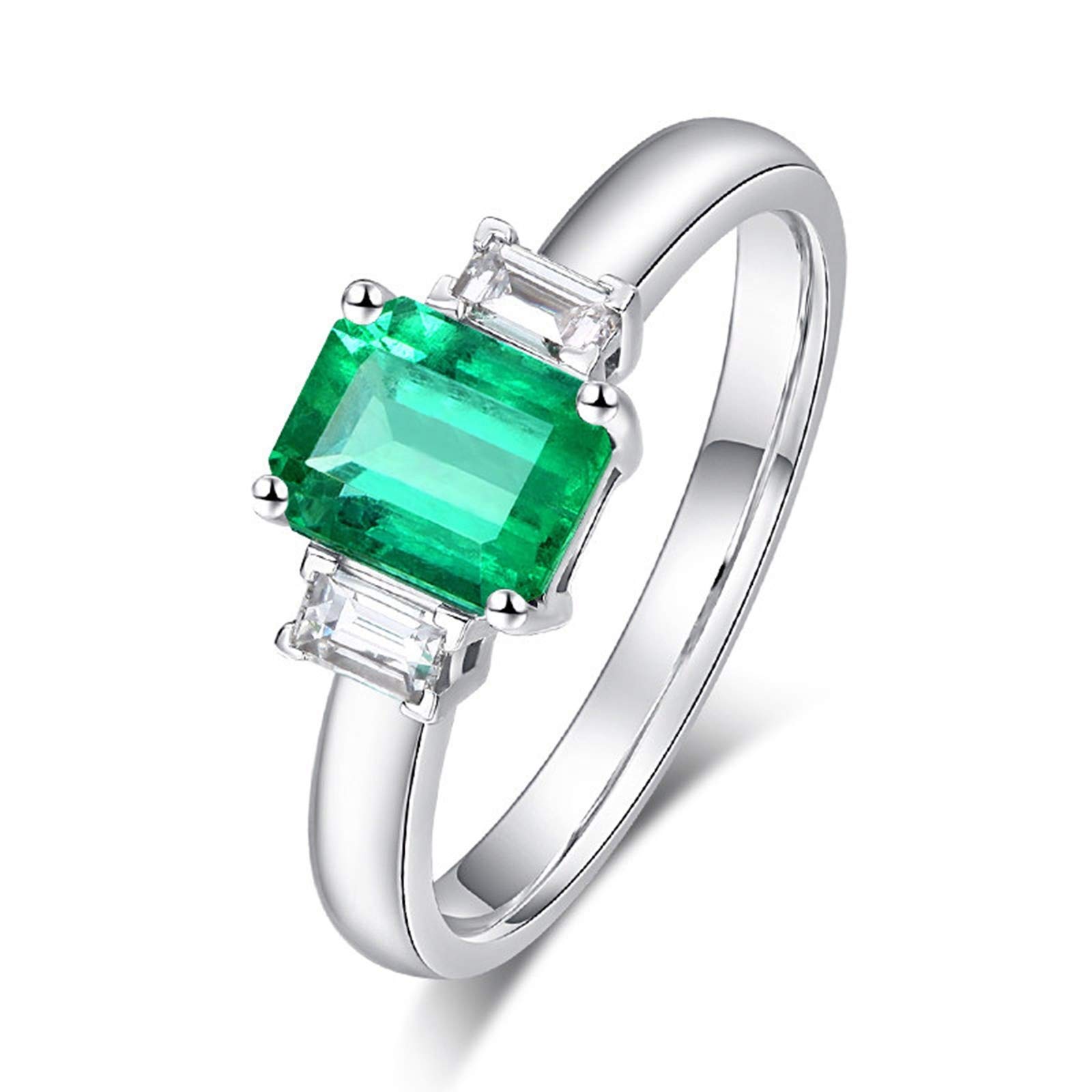 Beydodo Obrączki ślubne 18-karatowe złoto 0,98 ct szmaragd z diamentem białe złoto pierścionek dla kobiet e białe złoto, 56 (17,8 mm), colore: białe złoto, cod. TLLWGZ1016
