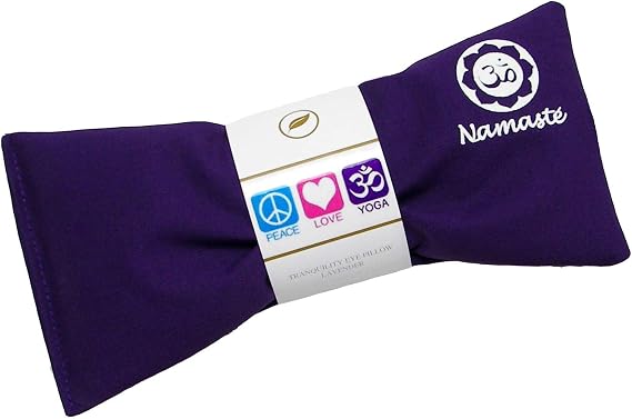 Lavender Eye Pillows - Yoga Eye Pillows Namaste Hot Cold Aromatherapy for Stress, Meditation, Spa, Relaxation Gifts - Made in USA by Happy Wraps - Set of 4 - Purple Cotton