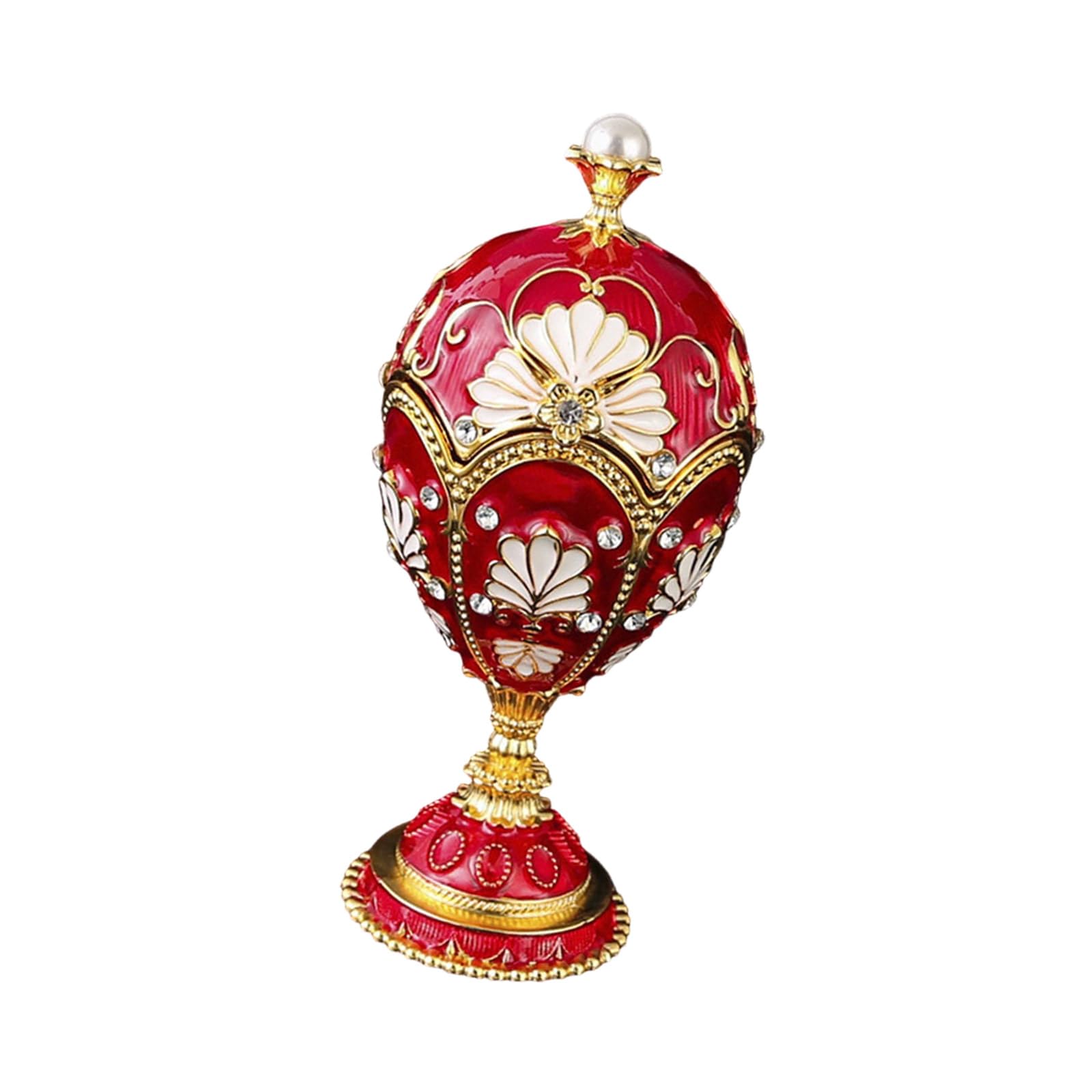 Piceioep Exquisite Handcrafted Enameled Eggs Decorative Box for Jewelry Storage Trinket Organiser with Crystal Rhinestones Enameled Eggs Jewelry Box