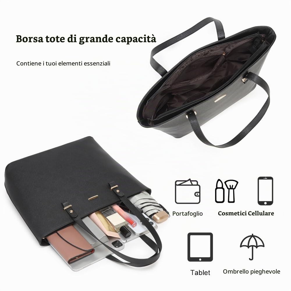 Pahajim Borsa Tote Donna Borsetta Donna Elegante PU Pelle Borsa a Spalla Tracolla Capiente Shopping Bag per il lavoro e i viaggi
