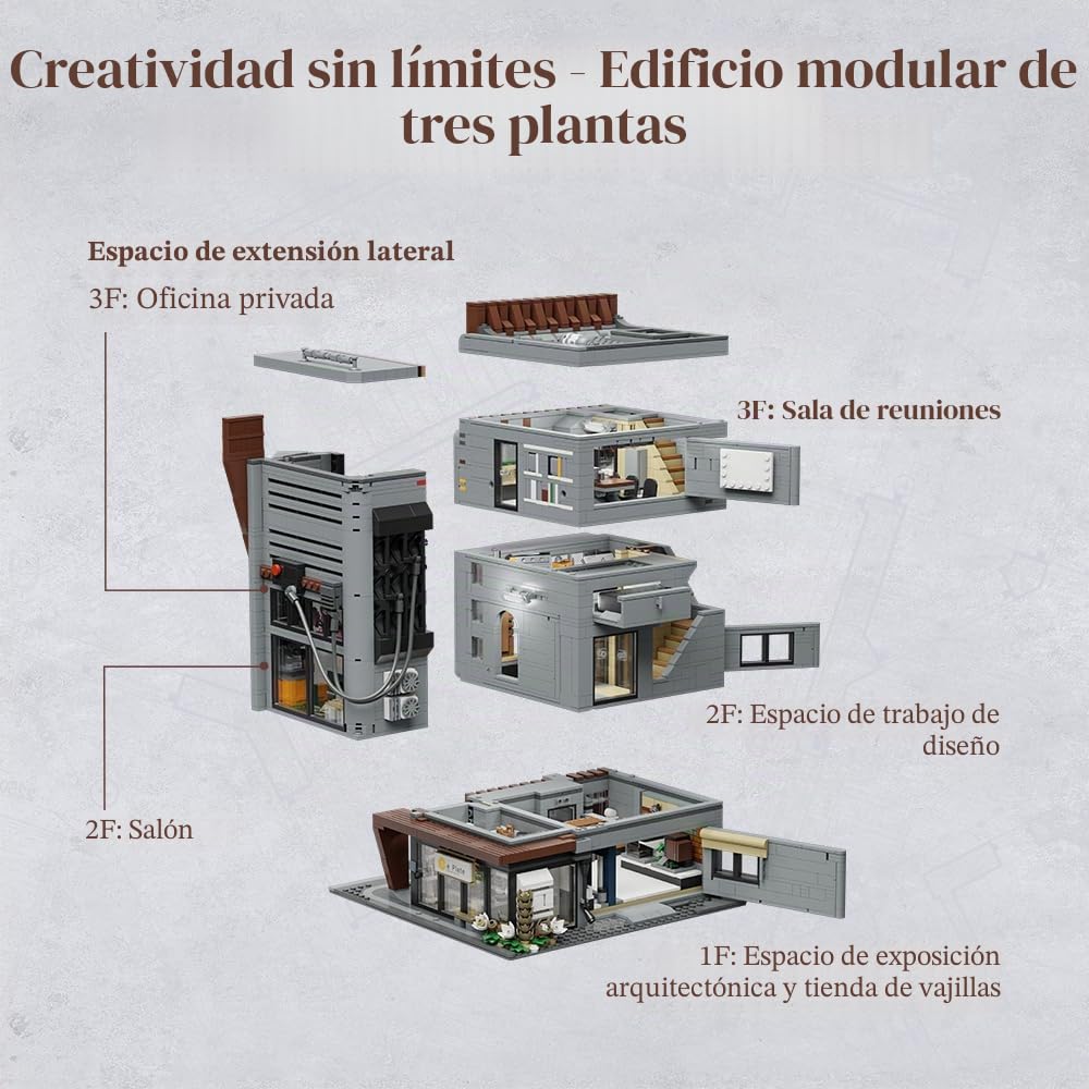 PANTASY Kit de construcción de oficina de arquitectura – Modelo moderno de estudio de arquitectura de bloques de construcción, modelo de coleccionista detallado para adultos, kit creativo de