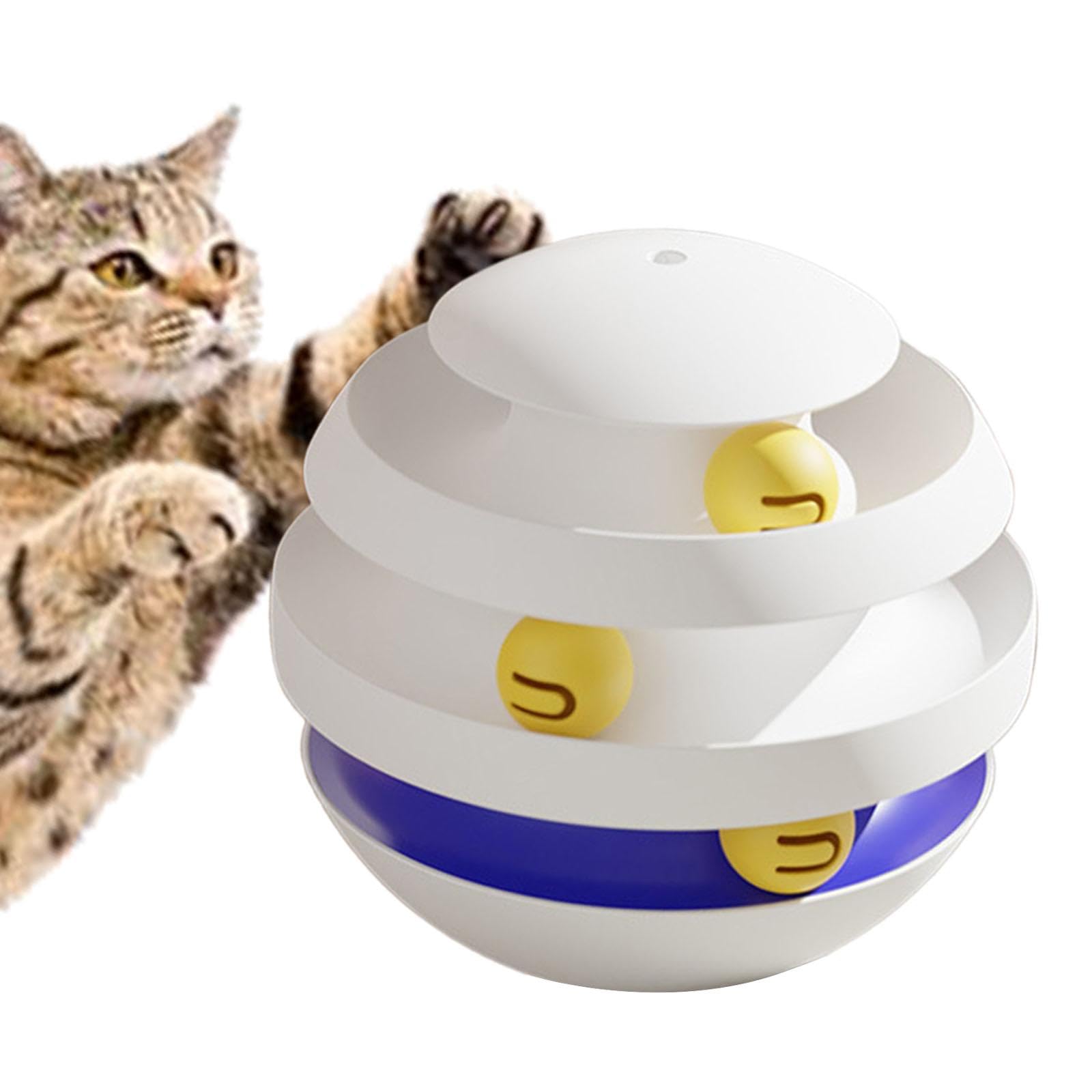 Jouet à Rouler pour Chat, Balle pour Chat, Jouet Amusant, Jouet Puzzle, Circuit Circulaire pour Chat avec Balle, Blanc