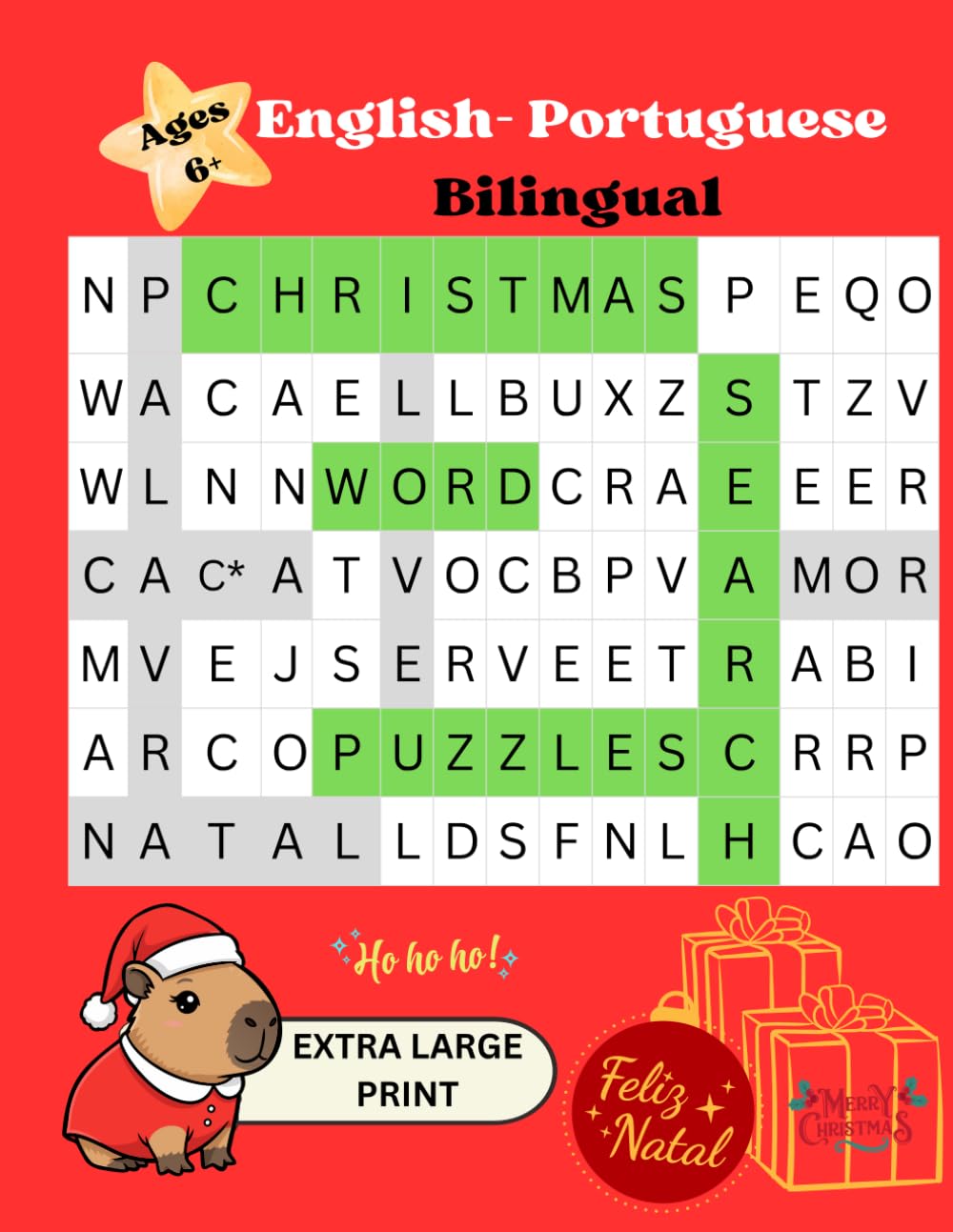 English Portuguese bilingual: Christmas Word Search Puzzles