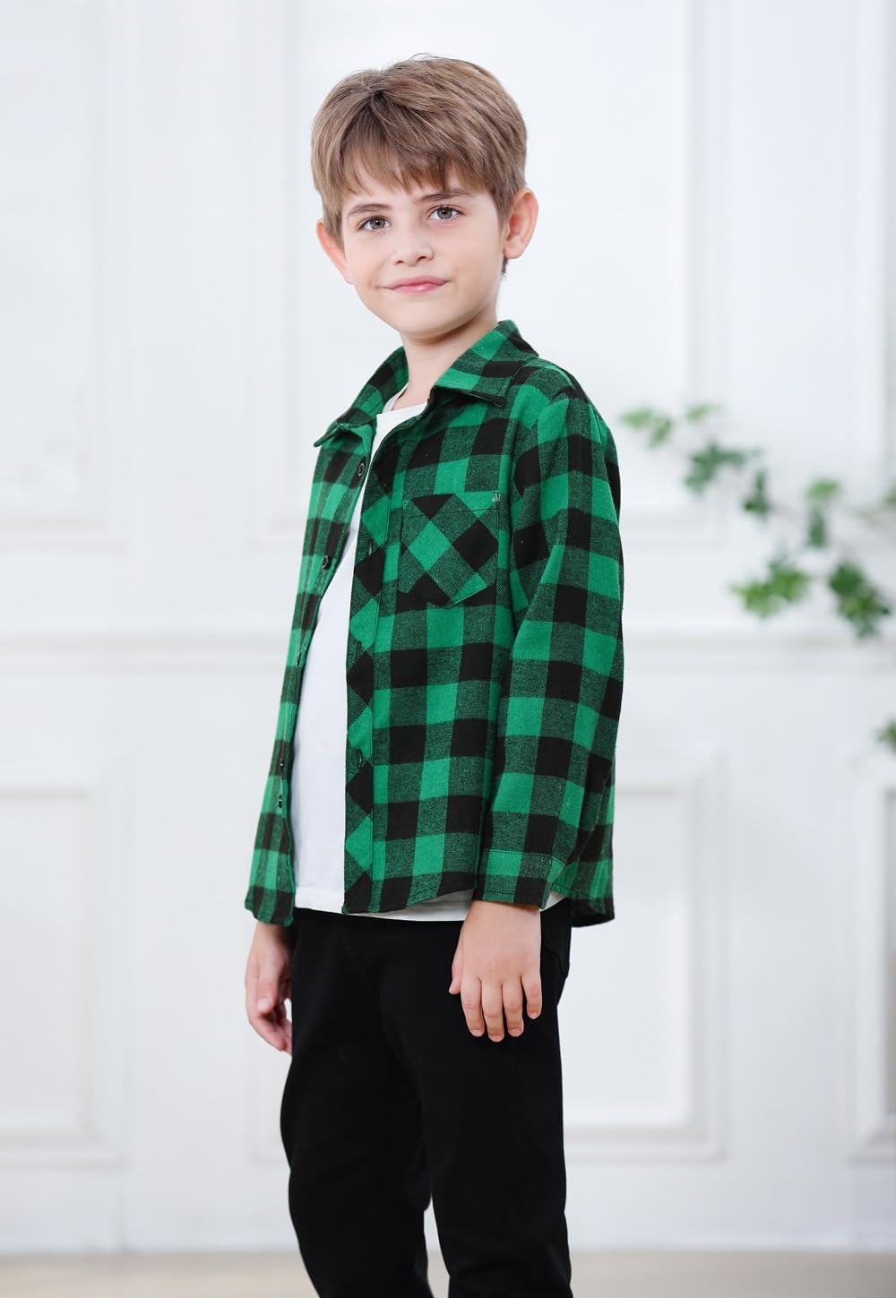 Cromoncent Boys Long Sleeve Flannel Plaid Shirt Button Down Shirts - Image 3