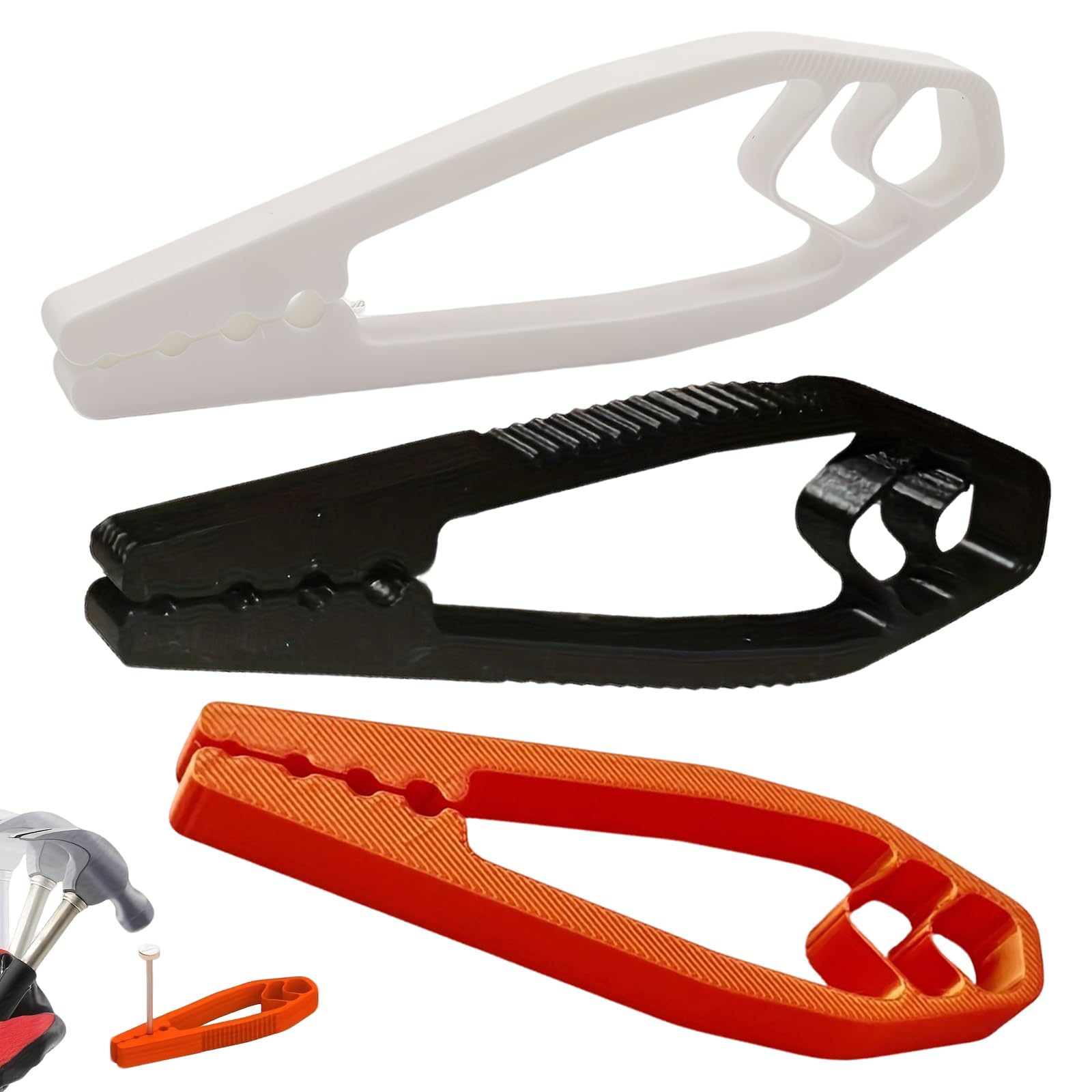 3 Pcs Nail Holder for Hammering Portable Screw Fixing Tools and Plastic Pliers, Nail-Holding Clamp for Woodworking DIY Stable Finger Protection, Hammer and Nails Tool for Easy Hitting Nails