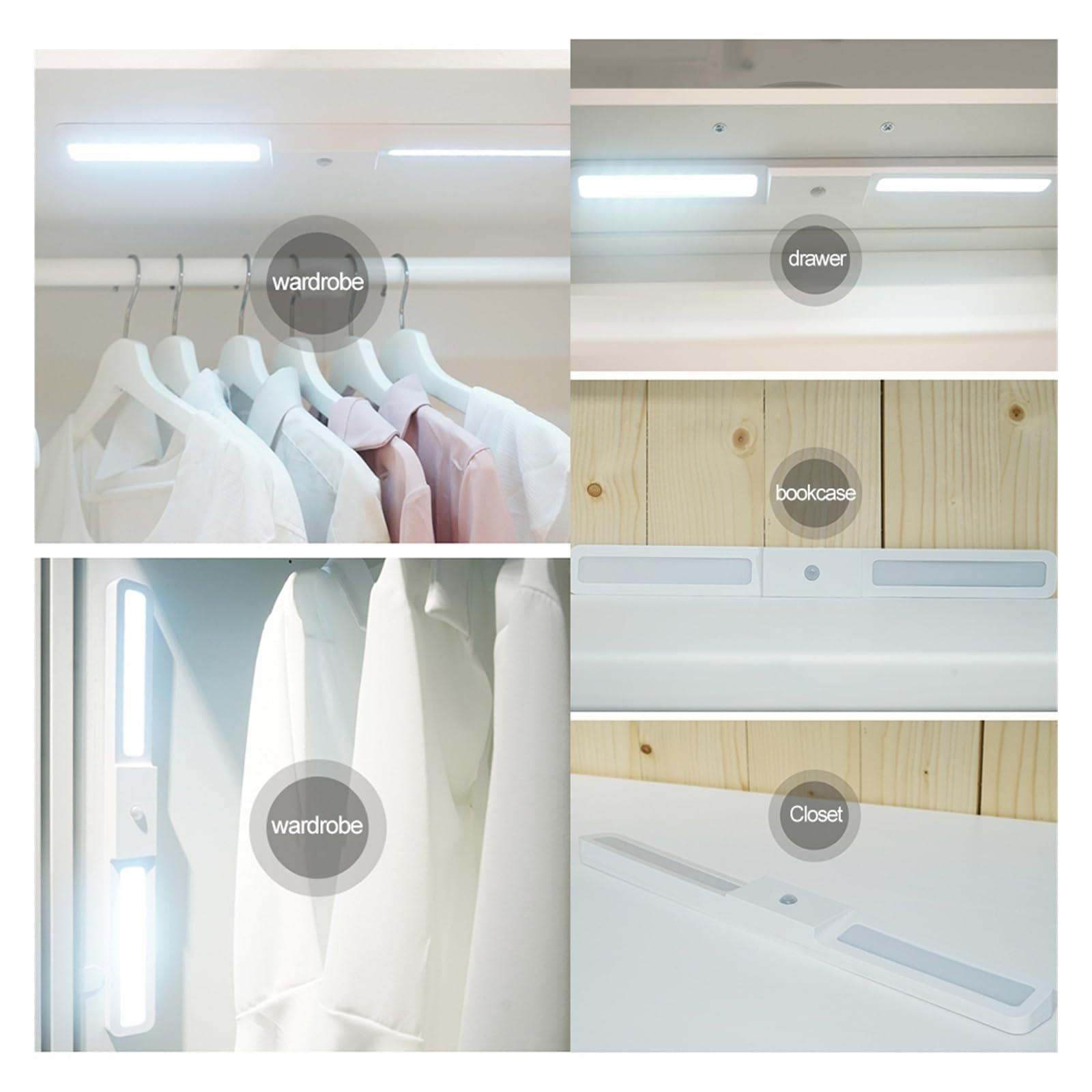 Luz LED De Inducción For Armario, Sensor Movimiento, Dormitorio, Cocina, Iluminación For, Cinta Magnética Recargable, 40CM, 20LED Detector De Movimiento