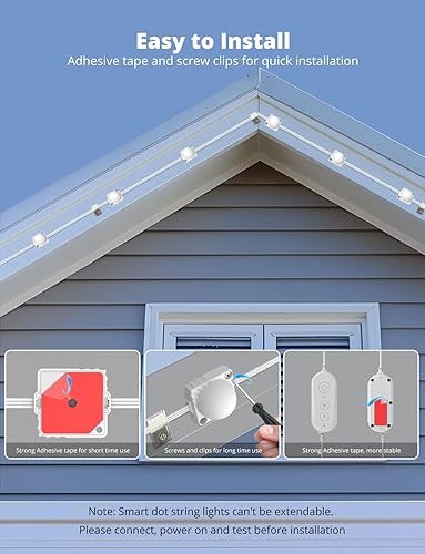 Miniatura 6 de APPECK Luces permanentes para exteriores para casa, 100 pies con 90 LED, 60 lm blanco cálido con cubierta sólida, tira de luces LED inteligentes