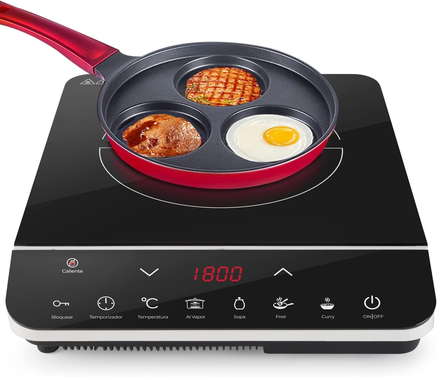 Parrilla de Inducción Eléctrica con Alta Potencia de 1800W, Estufa de ...