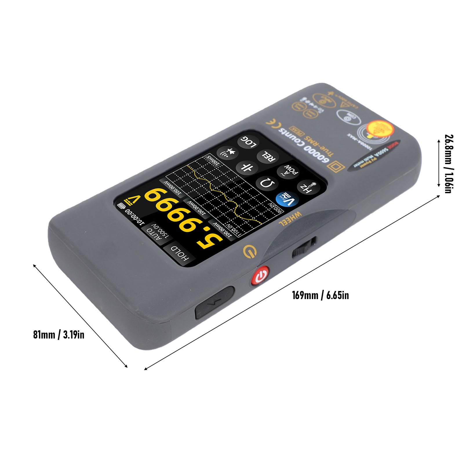 Multimetro Tester per Pannelli Solari, con Dati | 60.000 Conteggi, Display da 3,98 Pollici, Corrente CA Fino A 10.000 A con Morsetto, 3.000 MAh, per la Manutenzione Campo
