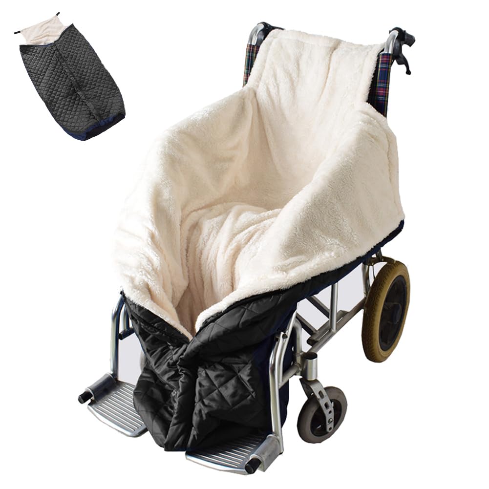 Rollstuhl Fußsack Winter Schlupfsack | Winddichte Rollstuhl Schlupfsack Rollstuhlsack Wintersack Decke Sitzsack Rollstuhldecke Beindecke Winter | Universelle Größe (Black)