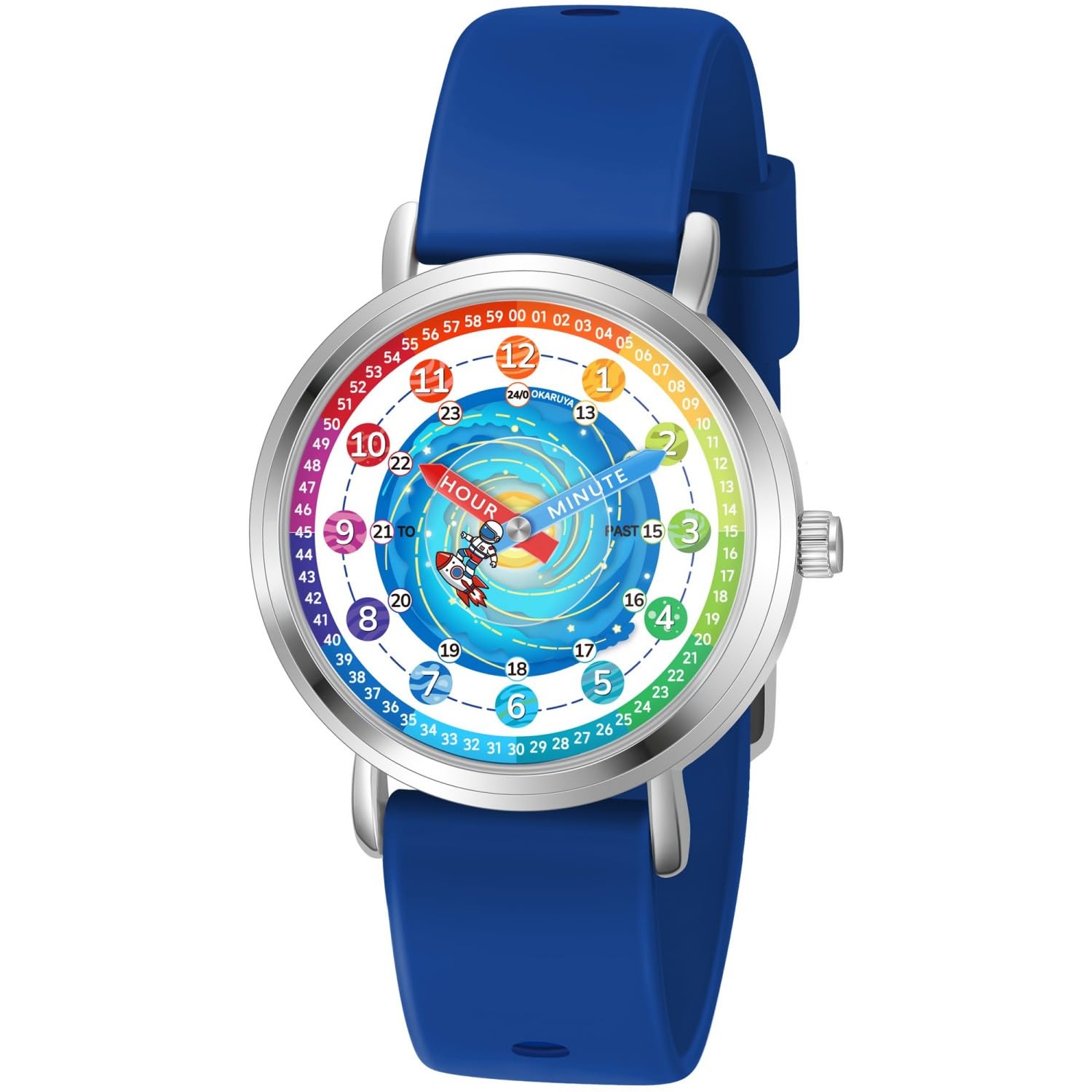 Orologio analogico per bambini, per bambini e bambine, età 7-10, 8-12, astronauta che impara il tempo strumento di insegnamento