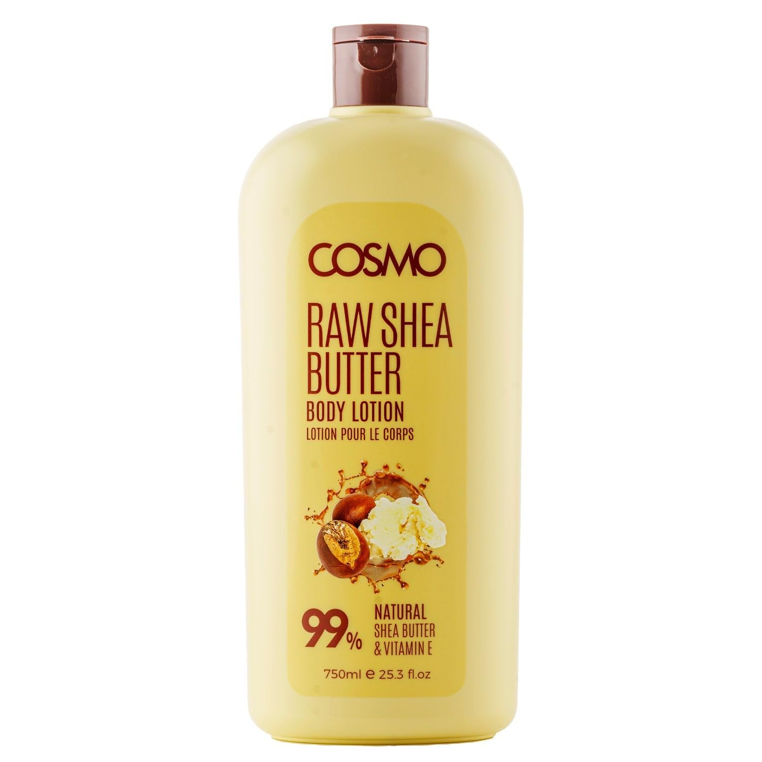 Cosmo Skin Care Shea Butter Body Lotion 750ml/25.5fl.oz, Shea Butter & Vitamin E Extract, Face & Body Lotion, Nourishes, Hydrates, Moisturizes, Non Greasy Formula, Long Lasting, For All Skin Types