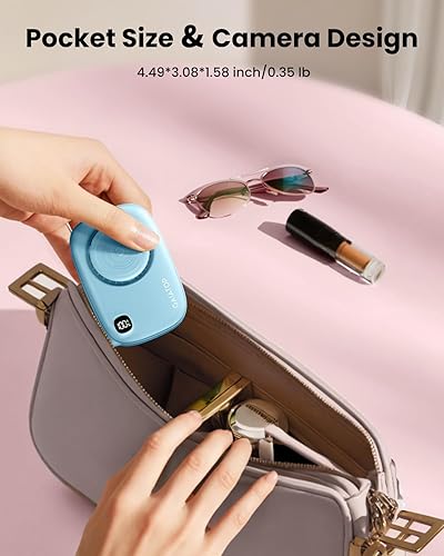 Miniatura 4 de Gaiatop Mini ventilador de cuello, uso de escritorio de mano recargable, pantalla de alimentación LED, espejo giratorio de 3 velocidades de 360 para