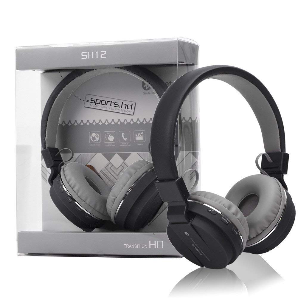 ratehalf® sh12 foldable on-ear wireless bluetooth headphones supports mp3, fm, tf card reader for xiaomi mi, apple, samsung, sony, lenovo, oppo, vivo smartphones multicolor