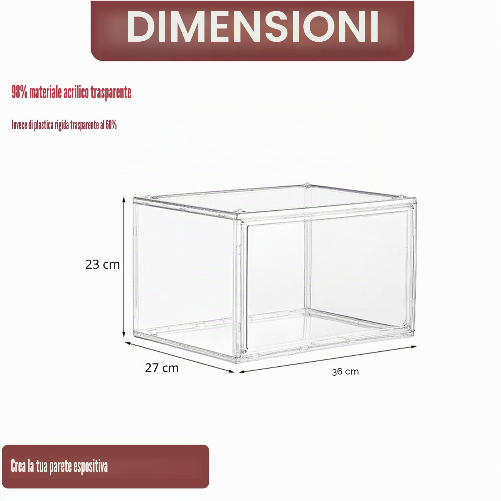 3 pezzi Scatole per Scarpe Trasparenti Impilabili,36x27x23 Acrilico Vetrina Espositiva per per Collezionismo Figurine Cappellom,Antipolvere Teca