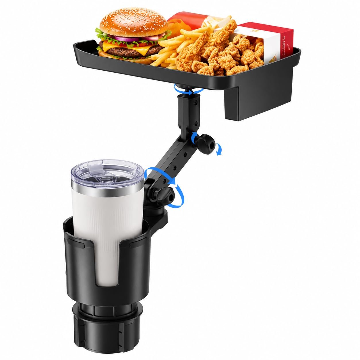 Plateau d'Extension de Porte-Gobelet pour Voiture | Antidérapant et multifonctionnel, plateau repas amovible, idéal pour les repas et voyages en voiture