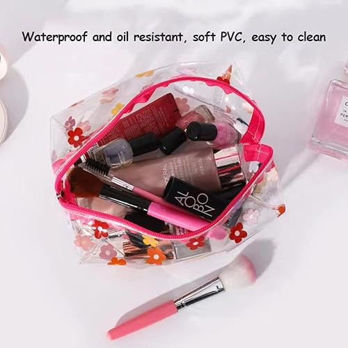 Miniatura 5 de ZMZZ Bolsa de maquillaje linda, bolsa de maquillaje portátil transparente, bolsa de almacenamiento de artículos de tocador impermeable, bolsa de