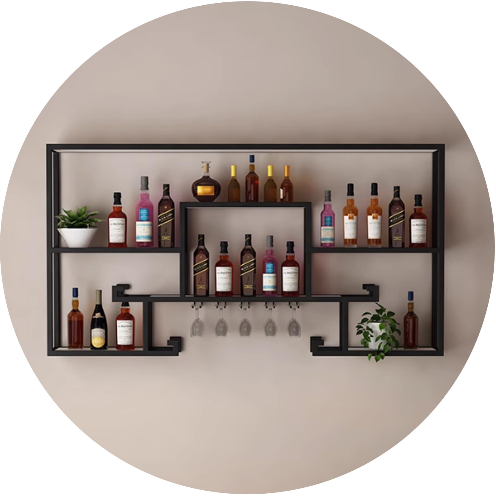 Étagère flottante pour bar et cuisine au style loft, le présentoir à vin mural idéal pour recevoir