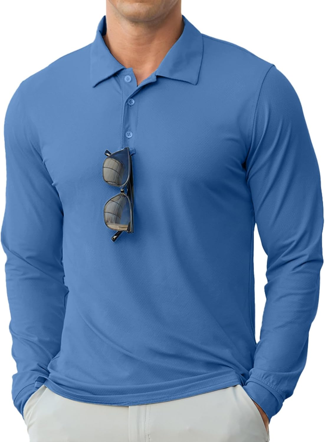 Askdeer Men's Golf Polo Shirts Long Sleeve UPF 50+ Performance Collar Shirts Lightweight Summer Casual Quick Dry Tee - Image 2