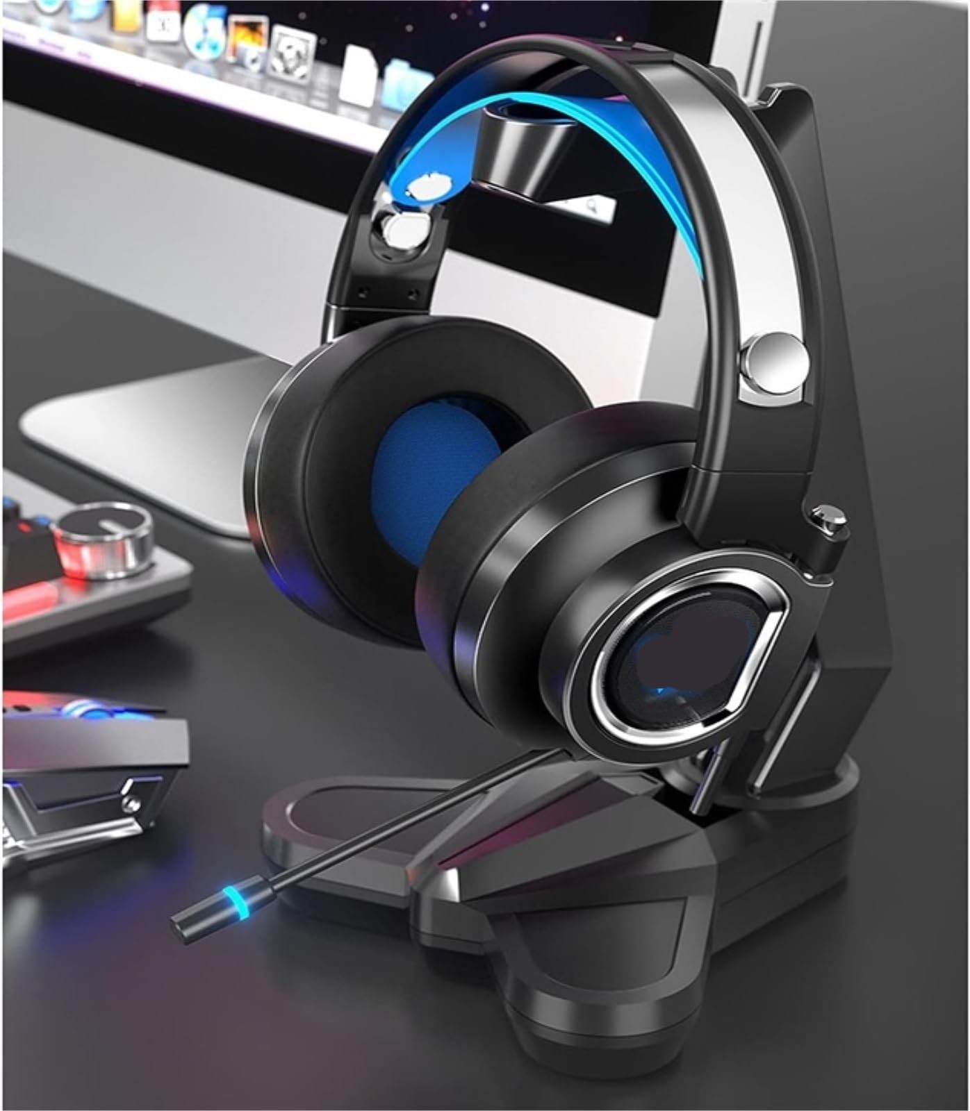 Support d'écouteur Support des Écouteurs Support De Casque Plateau De Gestion Support De Casque Gamer Organisateur De Bureau Support De Casque De Jeu PC Pieds pour Casque d'écoute