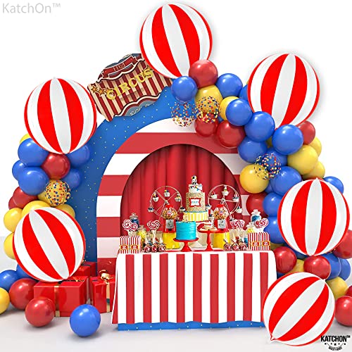 Katchon KA-GN-FL-RW-STRIPED Red And White Carnival Balloons - Pack Of 6, Circus Decorations | Red And White Striped Balloons For Carnival Theme Party Decorations thumb #2