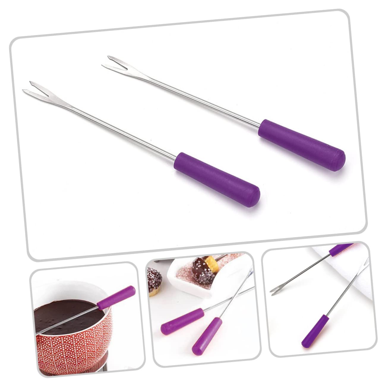 STOBAZA 6pcs Reusable Fruit Forks for Cheese Chocolate Dipping Bbq Picnics Ergonomic Design for Portable Skewers for Desserts Snacks