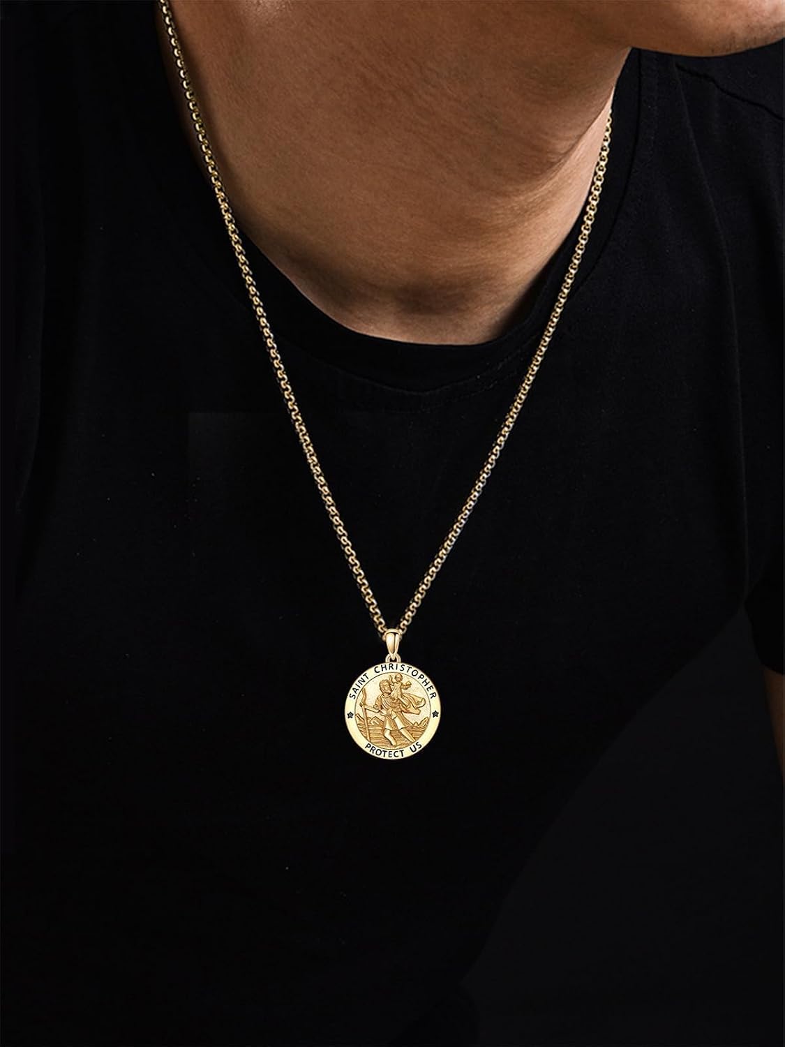 Seiyang Saint Necklace 925 Sterling Silver Patron Amulet Medal Jewelry for Men Women (with Gift Box)