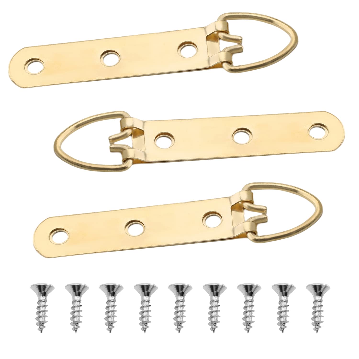 MroMax 50PCS Ring Picture Frame Buckle 3.54" x 0.59"Gold Tone Assortment Kit for Home Decoration Picture Frames Photo Hanging Solutions