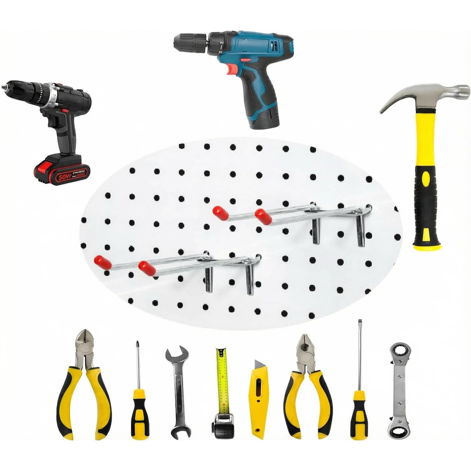 Double Arm Pegboard Hooks - 10 Pack -5 Double Arm Pegboard Hooks - 10 Pack -5