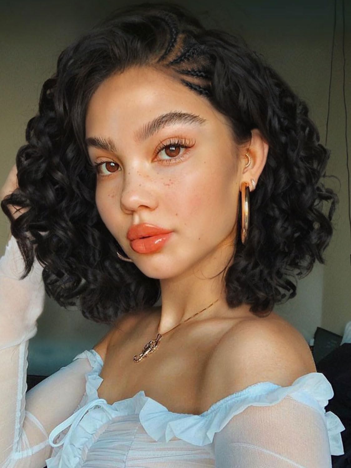 Fancy Hair Loose Curly Braided Wig HD 13X4 Lace Front Wig with Baby Hair Pre Plucked Box Braids Glueless Side Part Wig for Black Women