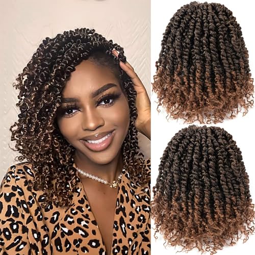 YDDM Passion Twist Hair - 10 Inch, 8 Packs, Pretwisted, Ombre Copper Braids, Short, Pre-Looped Crochet Hair Extension