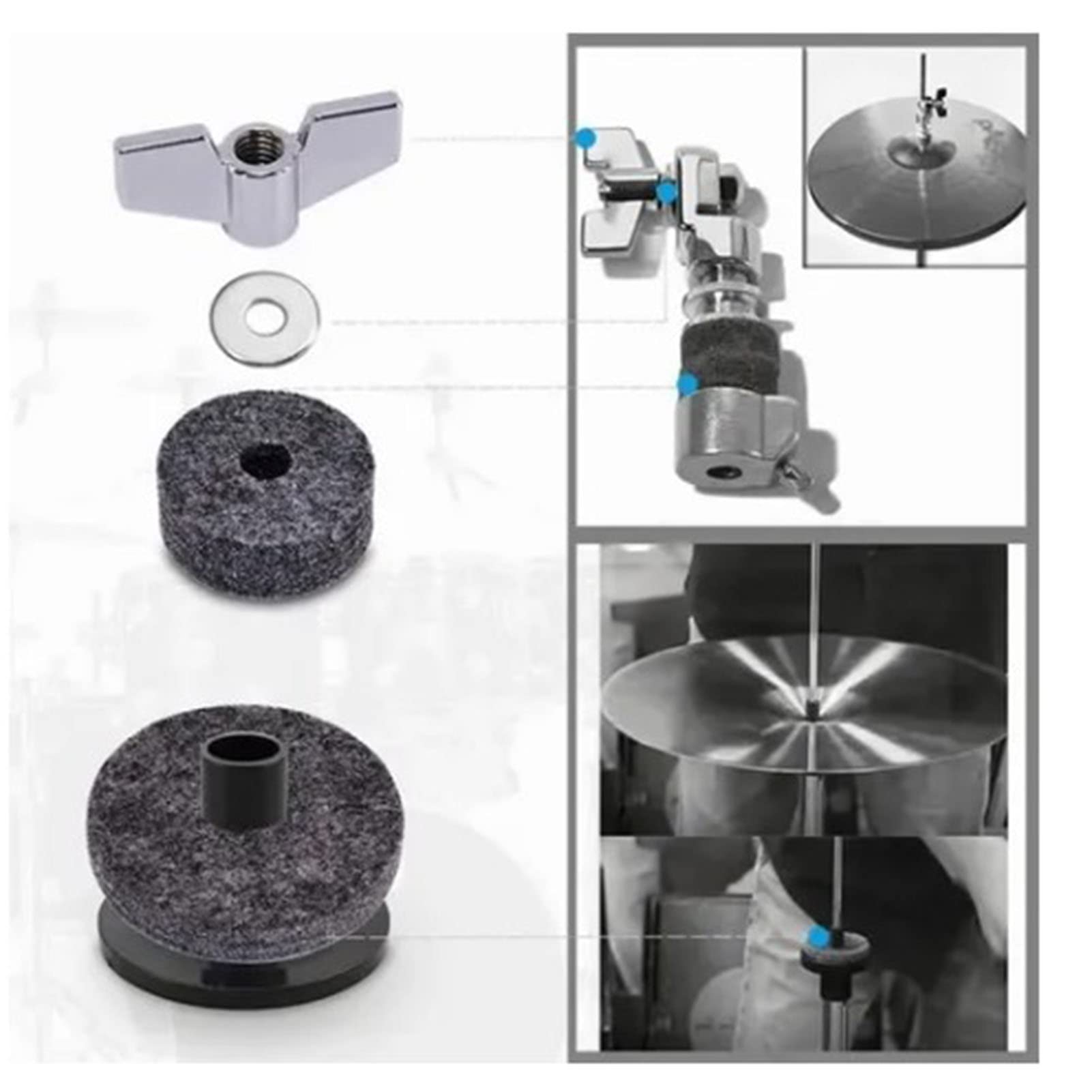 20 Boccole Per Supporto Piatti Drum - Feltri Hi-hat, Accessori Batteria, Protezione Piatti - Foto 10