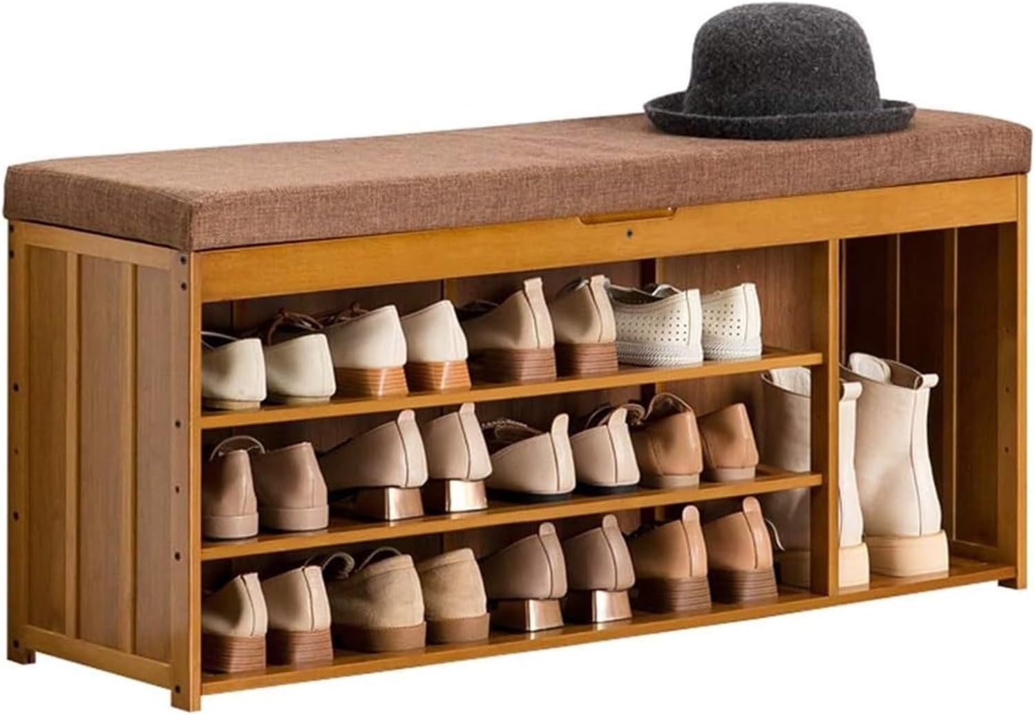 Étagère à chaussures pour entrée ordonnée avec assise intégrée