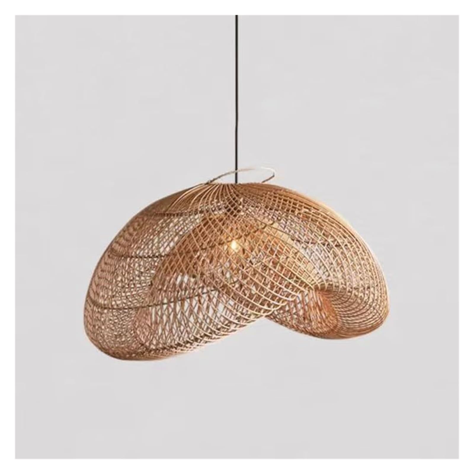 Wabi-sabi Style Pendant Light Southeast Asian Style Bedroom Dining Room Tea Room Hanging Lamp Handmade Woven Lampshade Vintage Rattan Art Light Fixture For Island E27 Base Pendant Lamp(Brown,60cm)