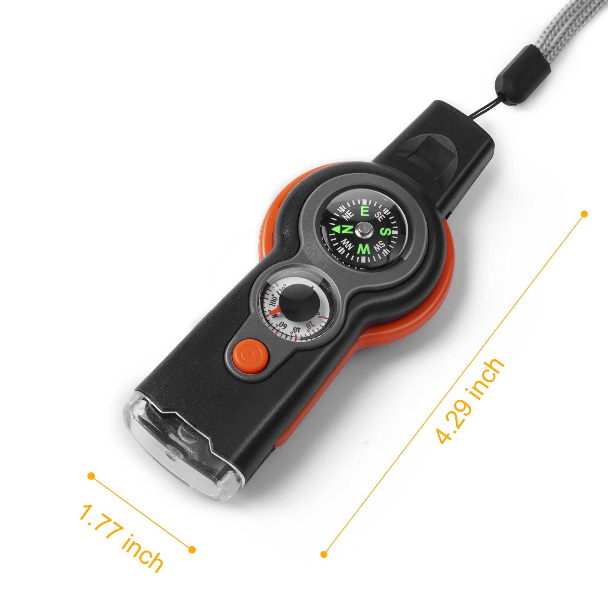 Silbato con función de Supervivencia de Emergencia, Silbato de Seguridad Multifuncional para Exteriores con cordón, Ideal para Kayak, canotaje, Senderismo, Camping, Escalada, Caza, Pesca
