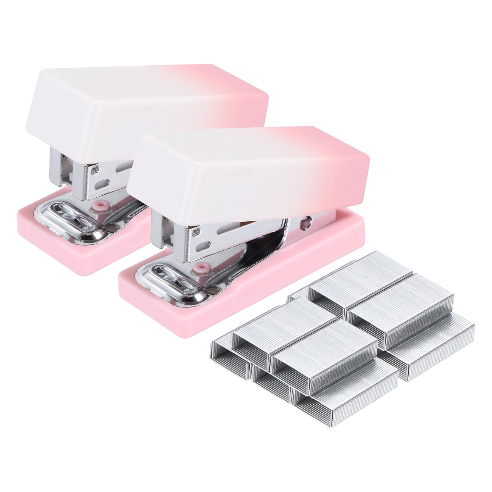 PATIKIL 2 Pack Mini Stapler with Staples, Small Stapler Cute Tiny Portable Pocket Set 15 Sheet Capacity with 800pcs Staples for Desktop Travel Classroom Office Supplies, Gradient Pink