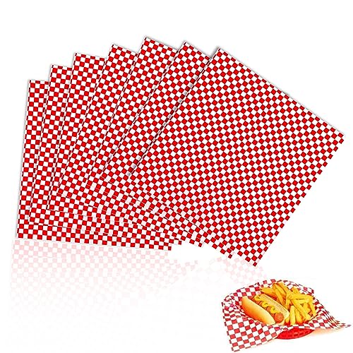 ZOLISCHE Papel Antigrasa para Envolver Alimentos Roja de 28x28cm/11x11in - Ideal para Bocadillos, Hamburguesas, Pasteles de Pizza y Sándwiches