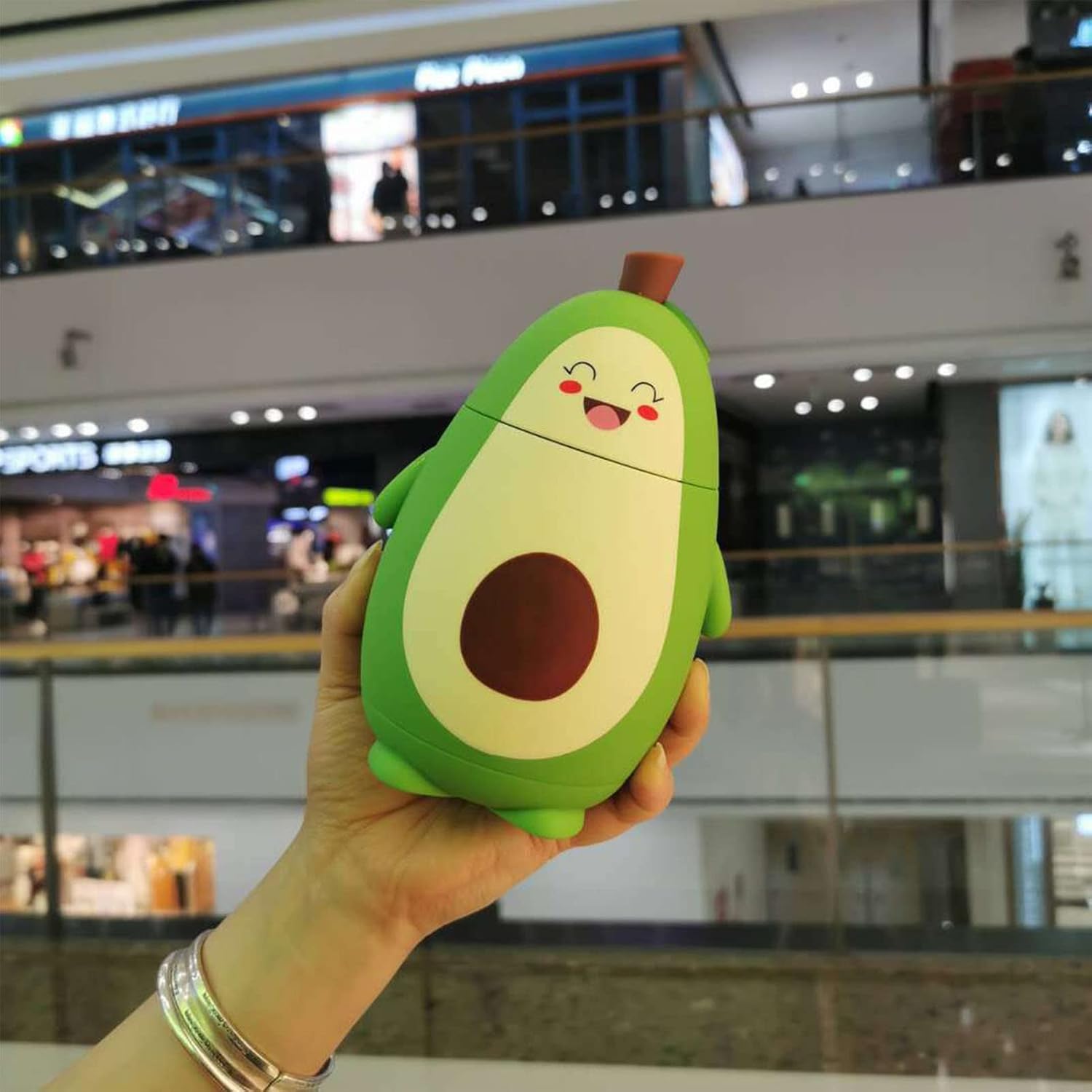 RiToEasysports Avocado Water Bottle, Cartoon Avocado Glass Double Layer Cute Water Cup Portable Girl Drinking Cup Gifts with Portable Carrying Rope Avocado Water Bottle
