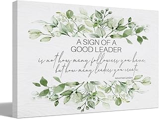 BIWSHA Inspirational Wall Art,Motivational a Sign of a Good Leader Wall Print,Mahatma Gandhi Quotes Canvas Wall Art,Leadership Gifts Wall Decor for Home Living Room 14x11 Inch