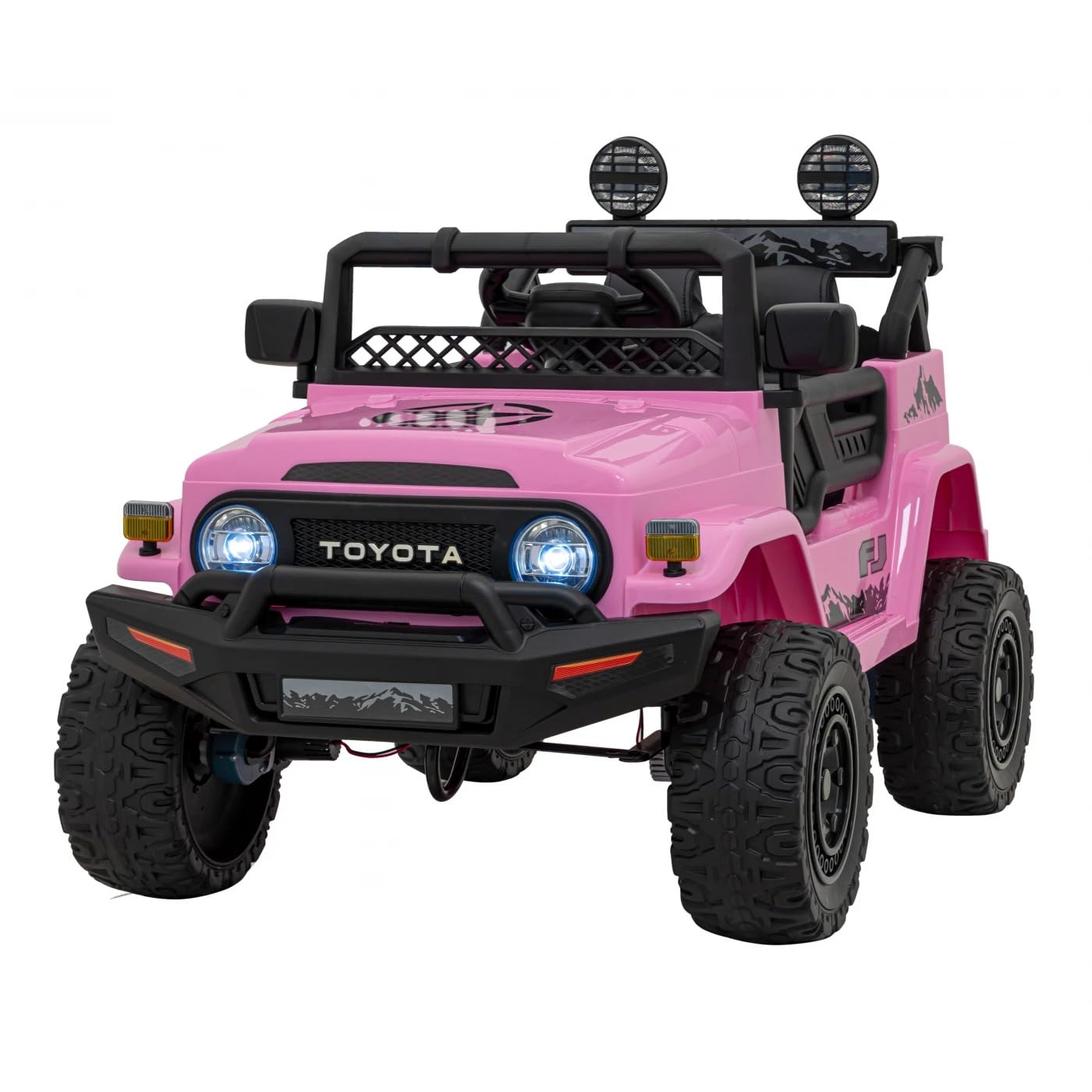 Coche Eléctrico Infantil Toyota FJ Cruiser 12V – Con Mando A Distancia Y Pedal, Puertas Abiertas, 2 Motores De 25W, Batería 4.5Ah, Para Niños De 1 A 3 Años, Rosa Camuflaje